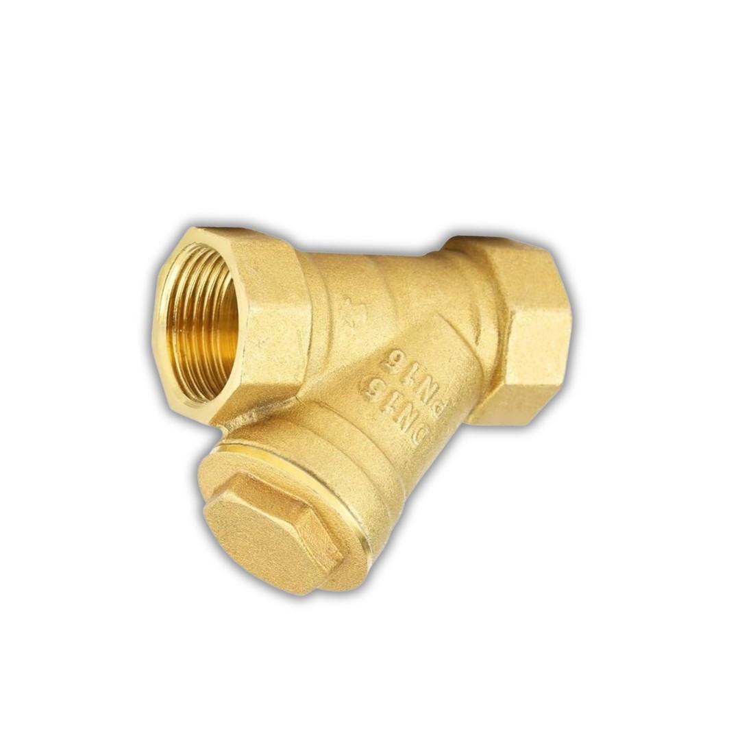 Brass Strainer Filter Y fitting with removable mesh filter.