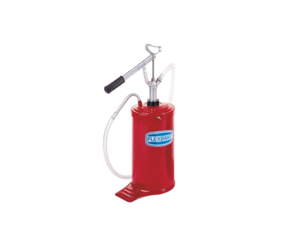 Flexbimed 16 litre oil dispenser with manual pump and heavy duty hose and nozzle