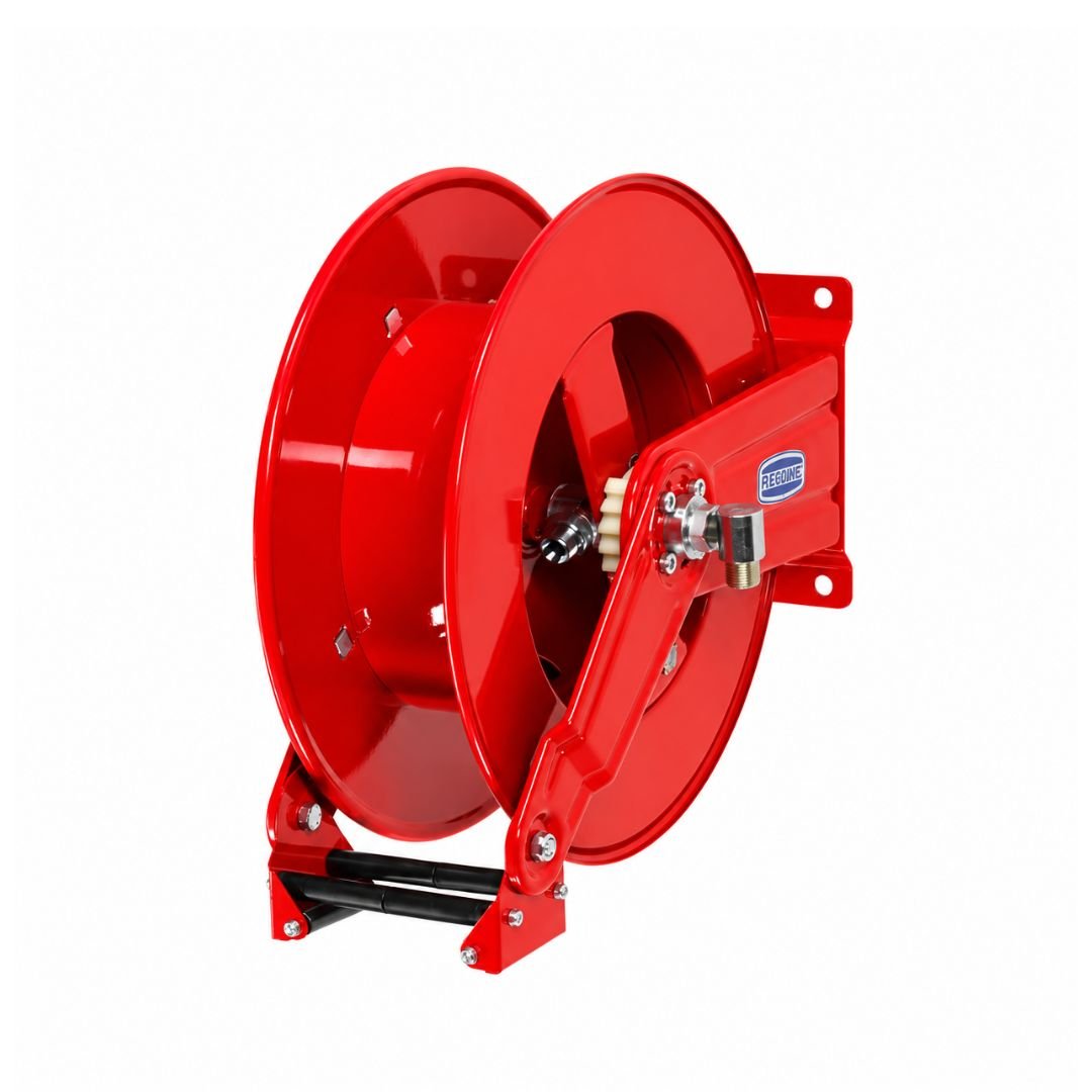 Adjustable arm hose reels