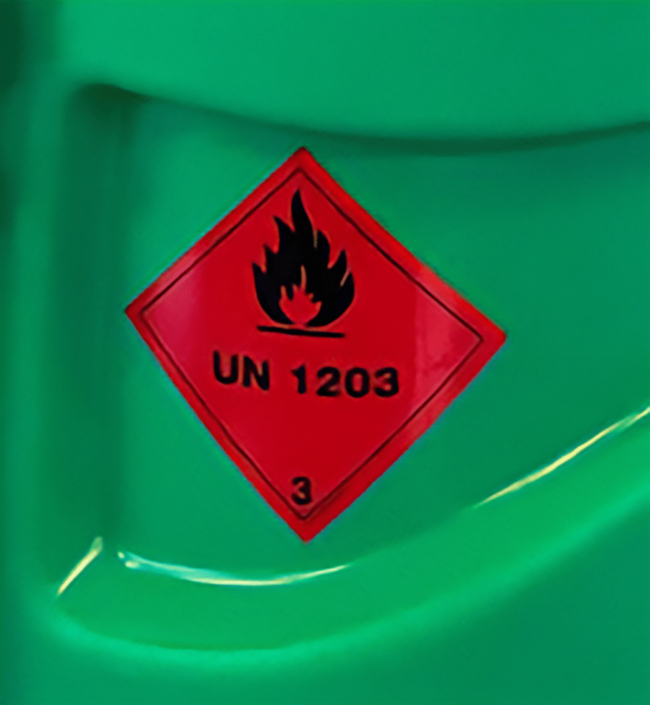 Flammable Liquid Hazard Warning Label On Petrol Tank