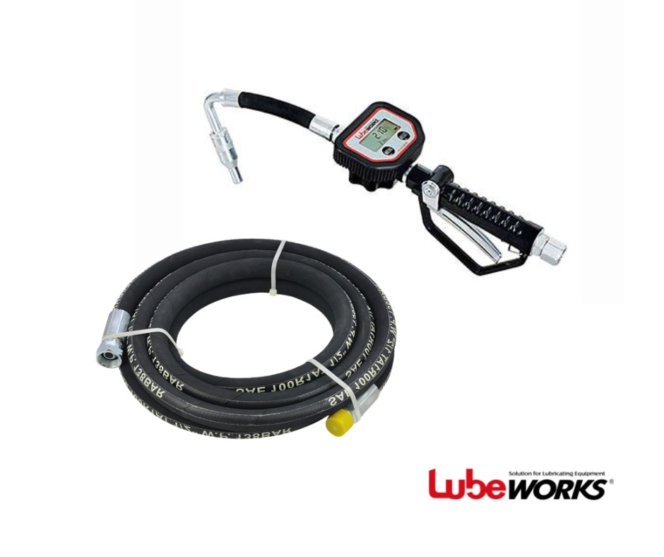 Lubeworks Nozzle Kit with digital dispenser and 4 metre delivery hose for lube oil