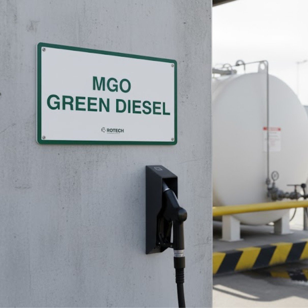 Green diesel sign MGO warning for tanks & pumps