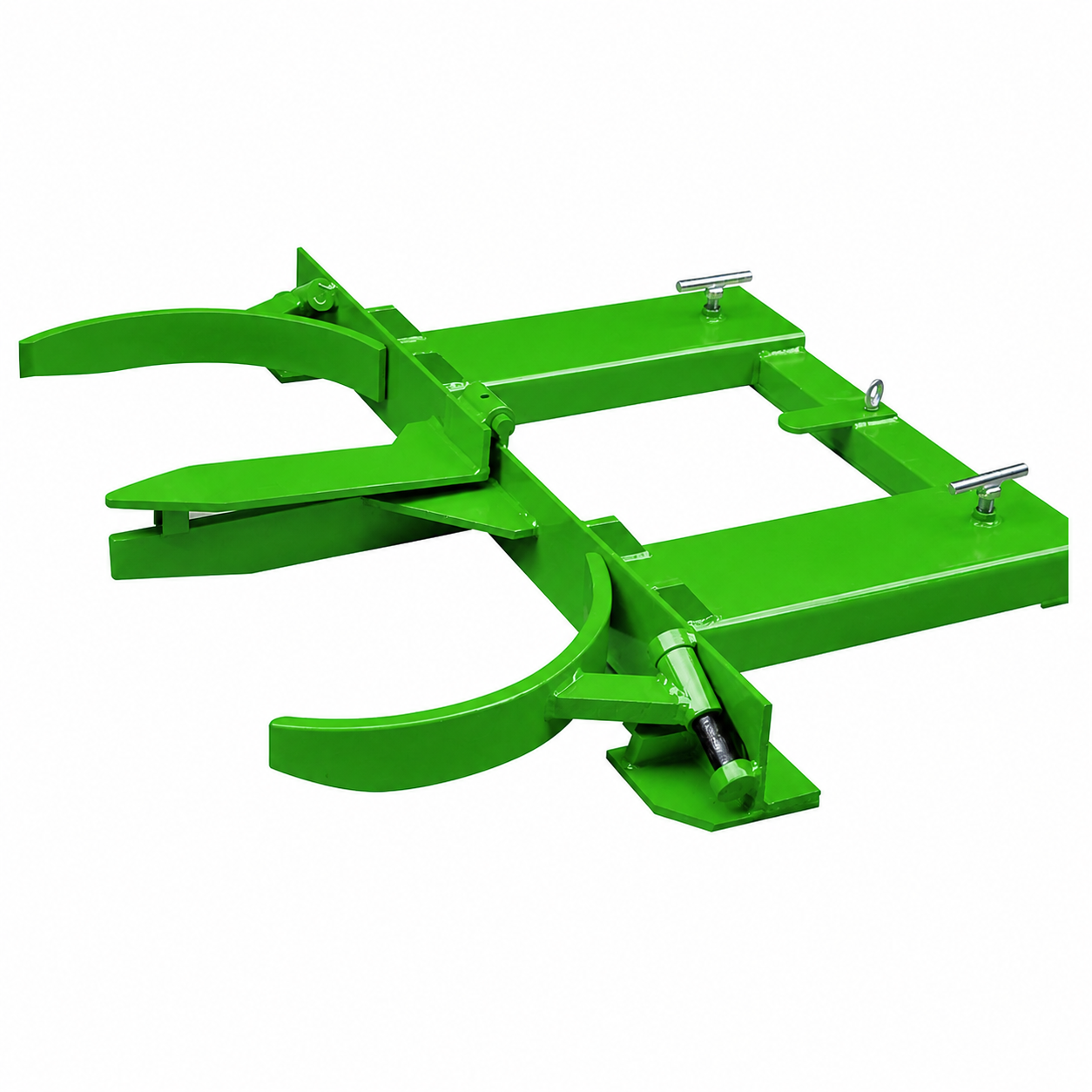 Double barrel grab forklift attachment