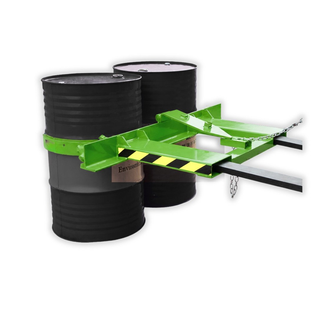 Double barrel grab forklift attachment