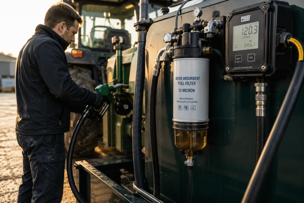 High quality diesel fuel filtration system removing water and contaminants